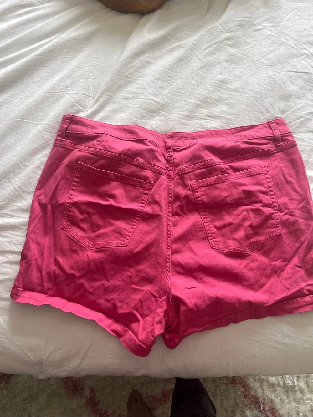 Lane Bryant Bright Pink High-Waist Cotton Blend Shorts